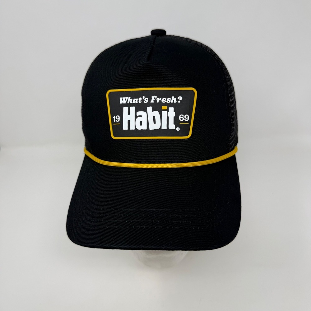 Habit Burgers & Grill Whats Fresh 1969 Trucker Hat Black Rope Snapback Mesh Cap‎